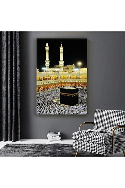 Zevahir Mobilya Dekorasyon Kanvas Beyaz Işıklandırmalı Minareler Ve Kabe Dini...