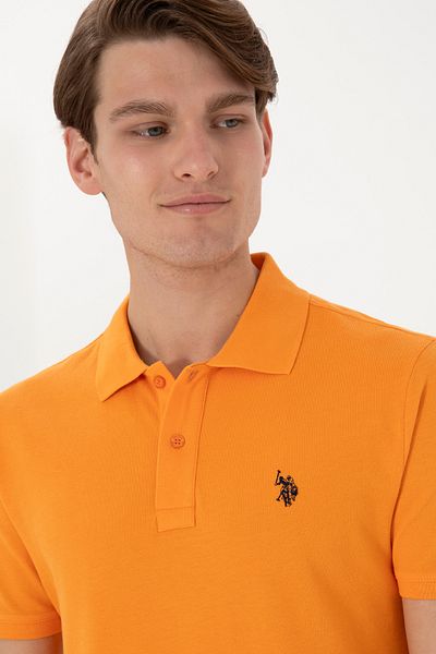 U.S. Polo Assn. Мъжка тениска Slim Fit с поло яка, оранжева, базова, 50297984-VR051