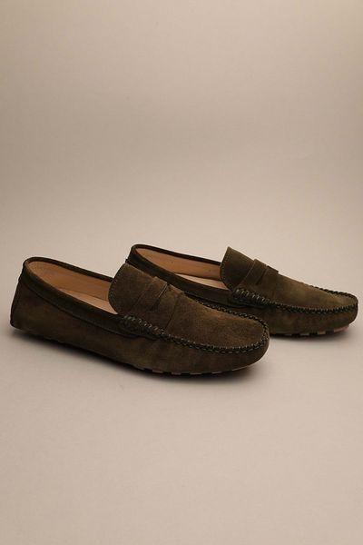 Gondol Men's Genuine Leather Classic Loafer Khaki Suede 41 Ttx.685