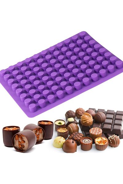 COOYA 88-Cavities Mini Round Silicone Mold For Chocolate Truffle Jelly And Candy Purple 11.22x17.76in