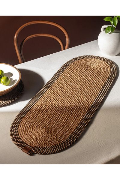 Madame Coco M.C Alsace Natural/Black Table Runner