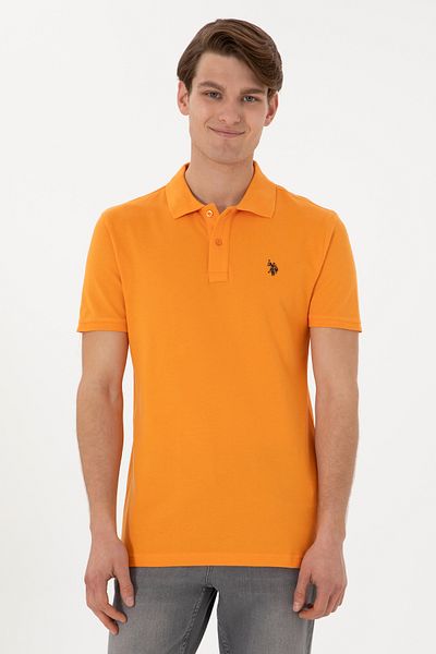U.S. Polo Assn. Мъжка тениска Slim Fit с поло яка, оранжева, базова, 50297984-VR051