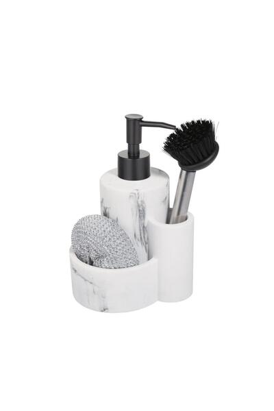 MİEN Polyresin Süngerlik ve Fırçalık Hazneli Sıvı Sabunluk