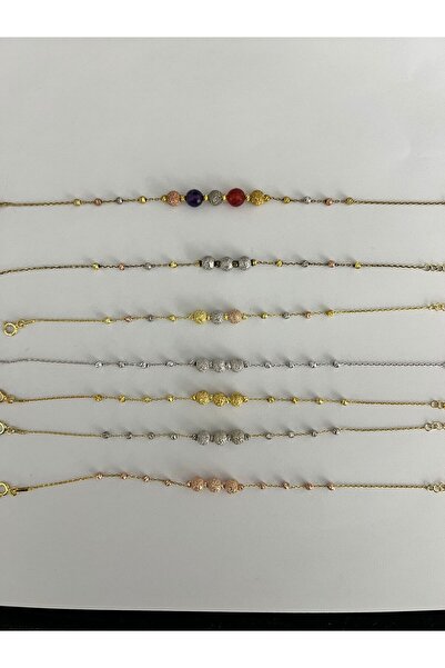 Papatya Silver 925 Ayar Gümüş Simli Dorika Kristal Top Bileklik Gold Rose Rodyum