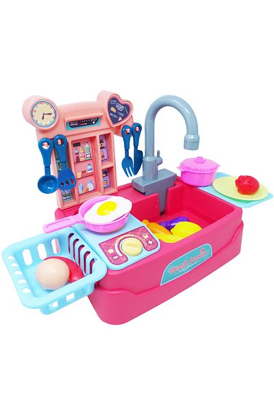 Salamandra Bucatarie Roz, cu Robinet functional, 17 accesorii incluse, SALAMANDRA KIDS®