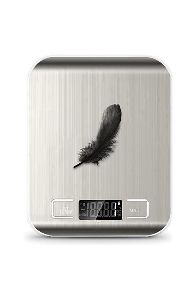 COOYA Kitchen Scale, 5Kg x 1g Food Diet Weight Slim LCD Electronic, Stainless Surface