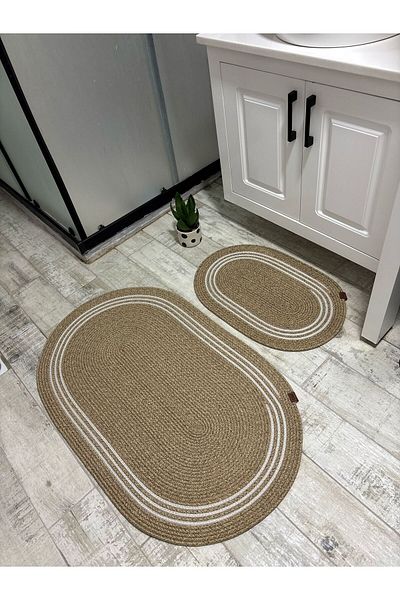 ERSU AHAT HOME DESİGN Set de covorașe de baie din iută, paie, set de coșuri de baie, set de covorașe DIMENSIUNE MARE