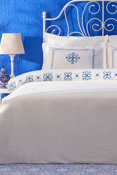 Karaca Home Clarissa Embroidered 100% Cotton Double Duvet Cover Set White
