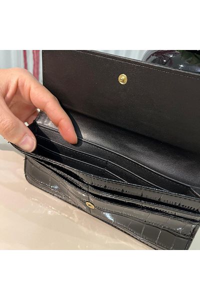 essacraft Embossed Crocodile Patterned Patent Leather Wallet