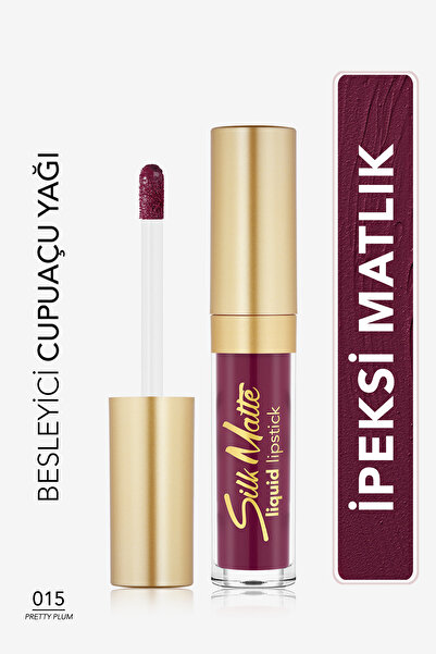 Flormar Kadife Dokulu Likit Mat Ruj (MÜRDÜM RENGİ)-silk Matte Liquid Lipstick-015 Pretty Plum-8690604505425