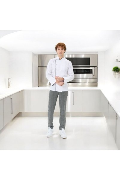 Dinçer Atakan İş Elbiseleri Chefpro Elite Men's White Chef Jacket Cook Clothing