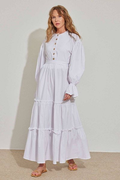 Hooopstore Φόρεμα Ecru Alya με μπαλόνι μανίκι