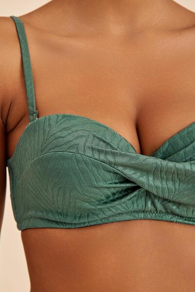 Amarelle Bali Yeşil Balenli Dolgulu Straplez Push-Up Bikini Üst
