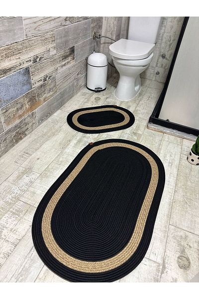 ERSU AHAT HOME DESİGN Set de covorașe de baie din iută, paie, set de coșuri de baie, set de covorașe DIMENSIUNE MARE