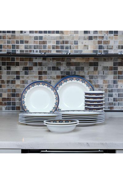 Melrich 20 piece Melamine Dinner Set 6 Dinner plates, 6 Soup plates, 6 Rice bowl, 2 Salad Bowl