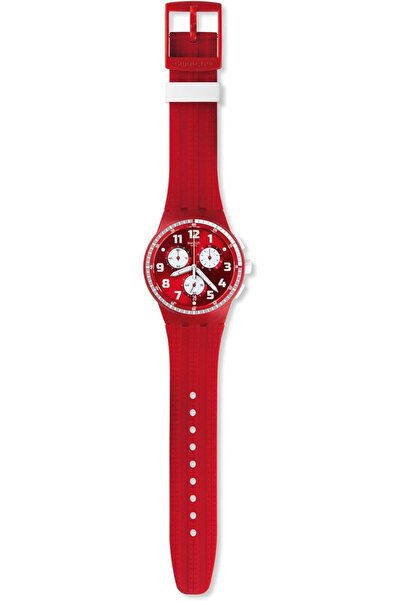 Generic Swatch Susr403 Unisex Chronograph Quartz Watch With Silicone Strap Red Red Strap