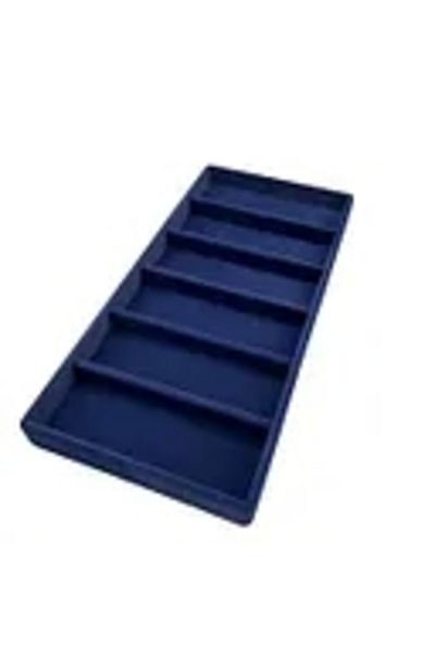 MeGass Dekor Domestic Production Lefkoşa Model Suede Fabric Navy Blue Color 38 cm / 19 cm Glasses Display Stand Inside Drawer
