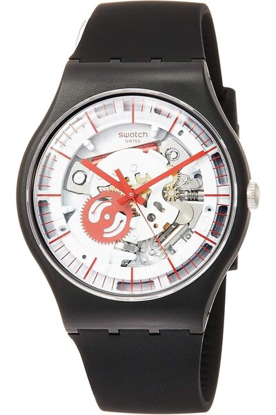 Generic Swatch Siliblack Skeleton Dial Men Watch Suob153