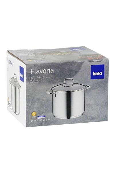 KELA Keck Lang Pot with lid 18/10 stainless steel FLAVORIA 8 l