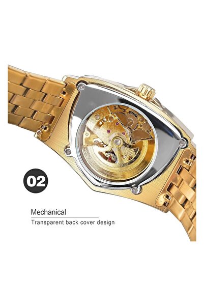 Generic Forsining Square Luxury Retro Mechanical Watch For Men Gorgeous Hollow Skeleton Self Wind Carved