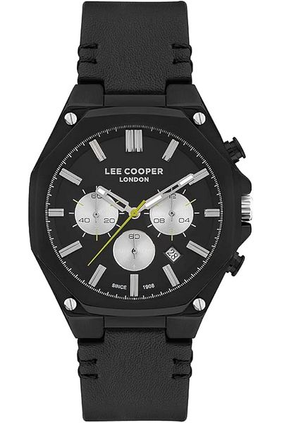 Generic Lee Cooper Men Quartz Movement Watch Multi Function Display And Leather Strap Lc07318 651 Black