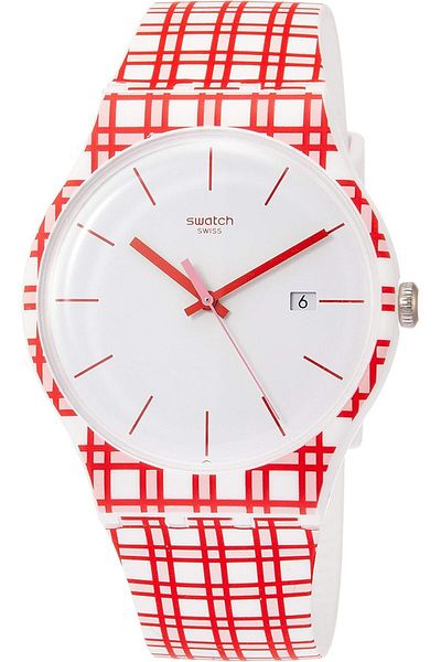 Generic Swatch Originals Piknik White Dial Silicone Strap Unisex Watch Suow401