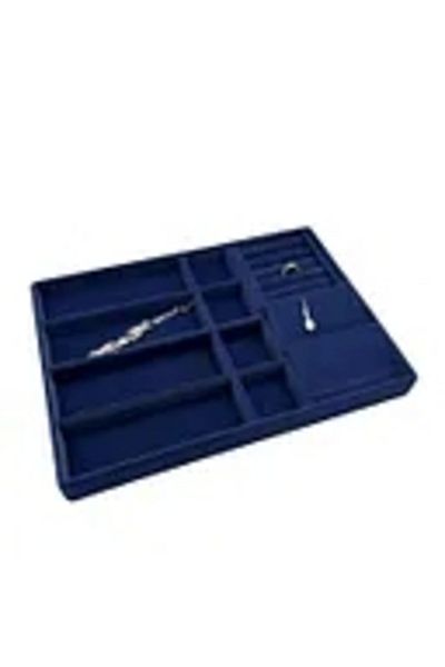 MeGass Dekor Domestic Production Helsinki Model Suede Coated Navy Blue Color Multiple Mix Drawer Inside Jewelry Organizer