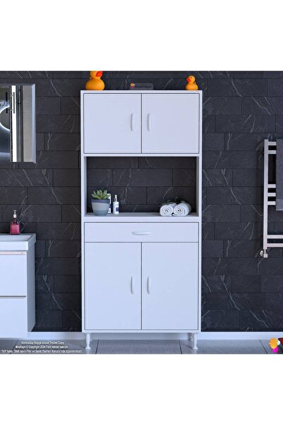 Modilayn ARDA Banyo Dolabı 75x173x32,5cm 1 çekmece 4 kapak ve 6 raflı İhtiyaca uygun kolay kurulum