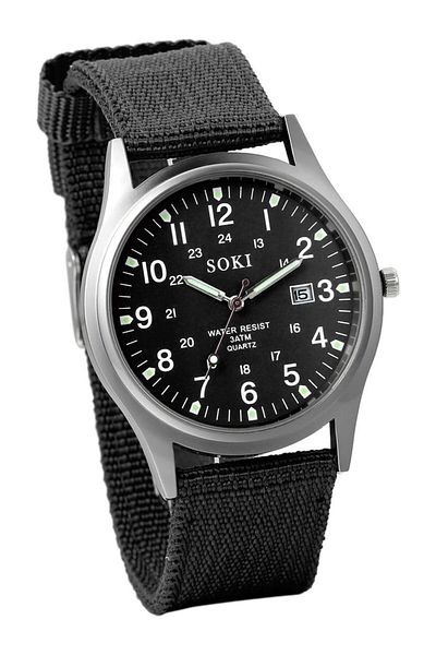 Generic Syosi Nylon Strap Wrist Watch Men Military Sport Watch Analog Quartz Watch With Date Sub Window
