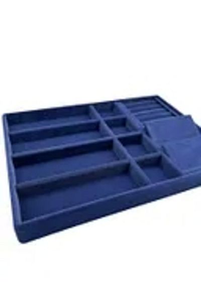 MeGass Dekor Domestic Production Helsinki Model Suede Coated Navy Blue Color Multiple Mix Drawer Inside Jewelry Organizer