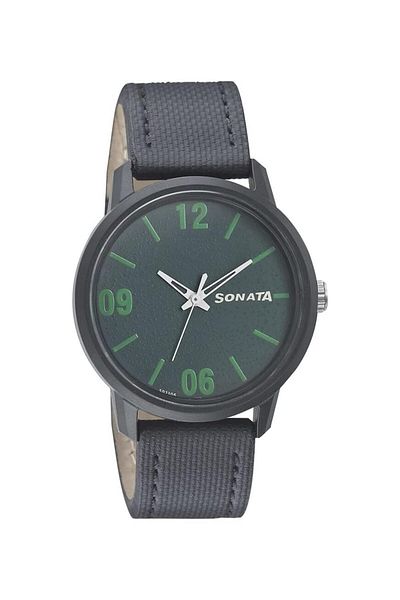 Generic Sonata Volt Plus Water Resistant Green Dial Analog Watch For Men 77085Pl04