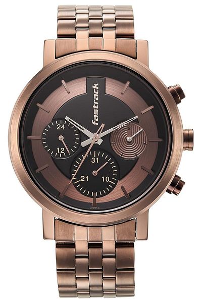 Generic Fastrack Analog Multicolor Dial Men Casual Watch Brown
