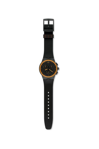 Generic Swatch X Chronograph Black Dial Black Silicone Strap Unisex Watch Susb100