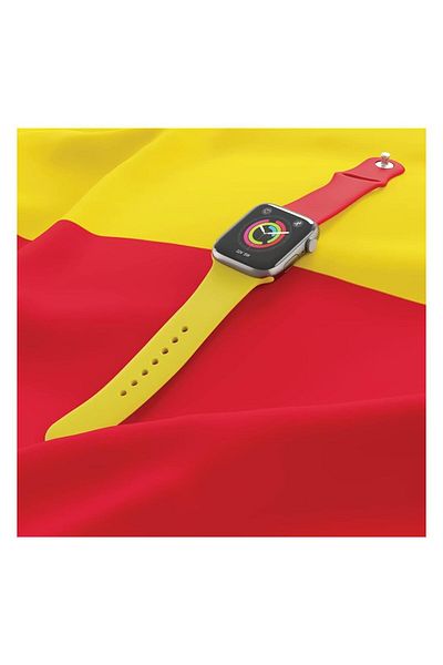 Generic Porodo Lifestyle Silicone Spain Flag Watch Strap Red Yellow