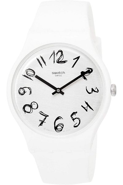 Generic Swatch Gesso Suow153 Matte White Silicone Quartz Fashion Watch