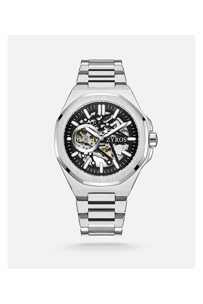 Generic Men Automatic Watch Silver Steel Black Dial