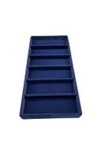MeGass Dekor Domestic Production Lefkoşa Model Suede Fabric Navy Blue Color 38 cm / 19 cm Glasses Display Stand Inside Drawer