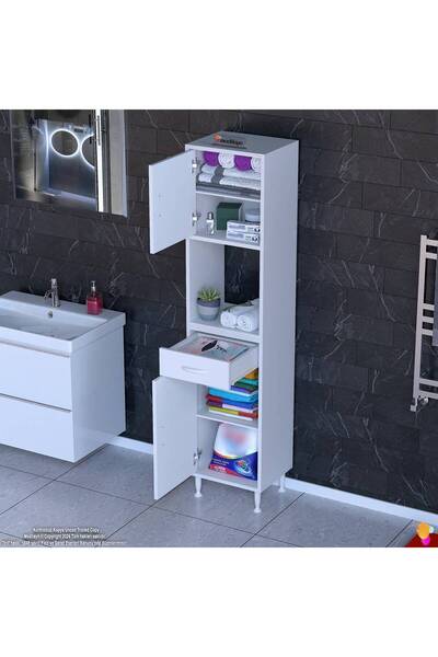 Modilayn ARDA Banyo Dolabı 35x173x32,5cm 1 çekmece 2 kapak ve 5 raflı İhtiyaca uygun kolay kurulum