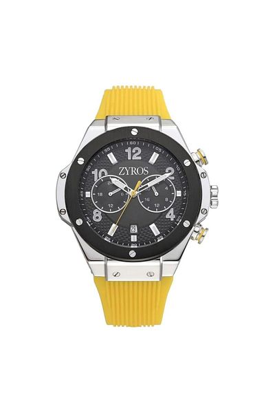Generic Men Watch With A Yellow Rubber Strap