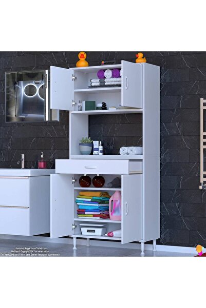 Modilayn ARDA Banyo Dolabı 75x173x32,5cm 1 çekmece 4 kapak ve 6 raflı İhtiyaca uygun kolay kurulum