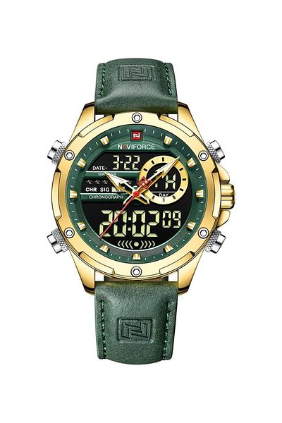 Generic Naviforce Men Military Sport Wrist Watch Quartz Steel Water Resistant Dual Display Male Clock