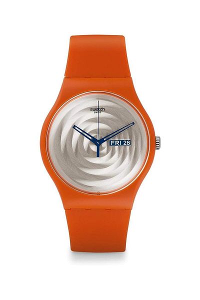 Generic Swatch Multi Bross Silver Dial Orange Silicone Unisex Watch Suoo702