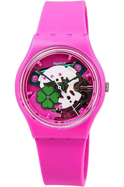 Generic Swatch Gent Lacquered Quartz Silicone Strap Pink 16 Casual Watch Model Gp147 Pink Quartz Watch