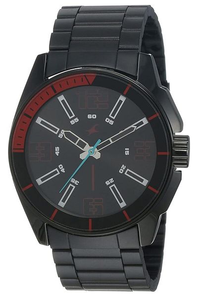 Generic Fastrack Black Dial Analog Watch For Men Nr3089Nm02 Stainless Steel Black Strap