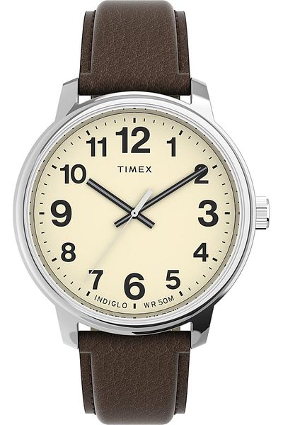 Generic Timex Easy Reader Men 43Mm Brown Leather Strap Watch Tw2V21300