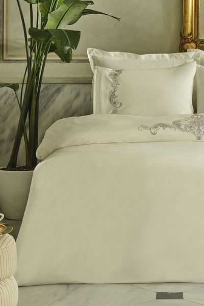 Karaca Home Alessa Embroidered 100% Cotton Double Duvet Cover Set White