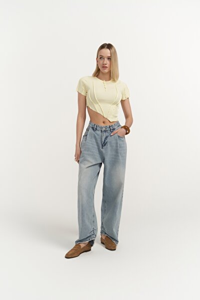 MAI STUDIOS CO. Modré džínové kalhoty Cyrus Pile Detail