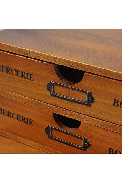 Yelajoy Three-layer wooden desktop storage box,multi-compartment,with drawers,for desktop organization