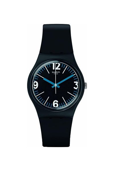 Generic Swatch Originals Four Numbers Black Dial Silicone Strap Unisex Watch Gb292