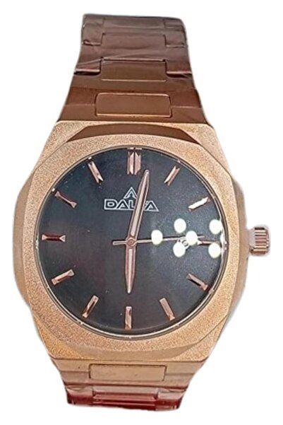 Generic ساعة رجالية أنيقة بسوار بني ومينا أسود مع خاصية التاريخ